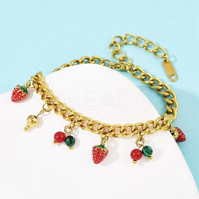 304 Stainless Steel Enamel Charm Bracelets BJEW-C113-03G-1