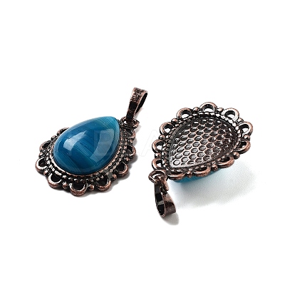 Natural Banded Agate Teardrop Pendants G-K363-01R-10-1