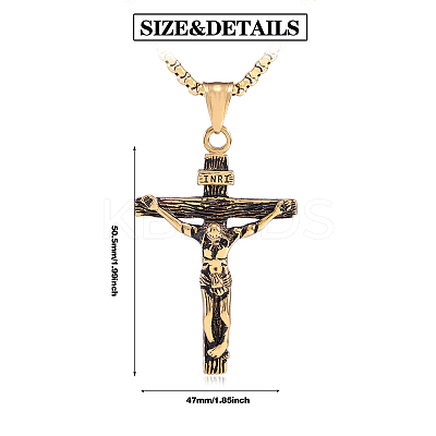 Cross Pendant Necklace with Jesus Crucifix Religious Necklace Sacrosanct Charm Neck Chain Jewelry Gift for Birthday Easter Thanksgiving Day JN1109C-1