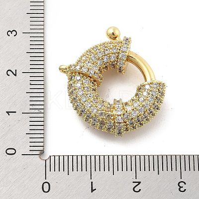 Brass Micro Pave Clear Cubic Zirconia Spring Ring Clasps KK-L228-42G-1