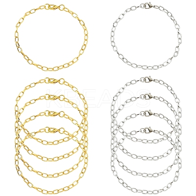 10Pcs Iron Cable Chain Bracelets IFIN-YW0004-03G-1