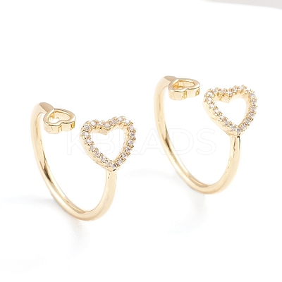 Adjustable Brass Micro Pave Clear Cubic Zirconia Cuff Rings RJEW-F101-20G-1