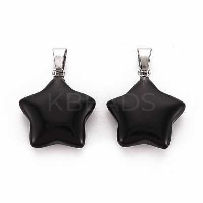 Star Natural Black Stone Pendants G-Q367-23-1
