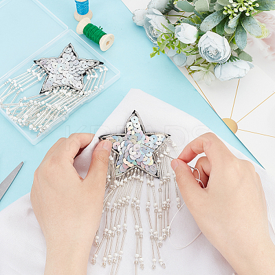 Glass Beaded Tassel Sew on Star Patches PATC-FG0001-73-1
