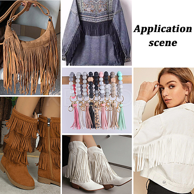1Pc Suede Fabric Tassels Ribbon OCOR-GF0005-60A-04-1