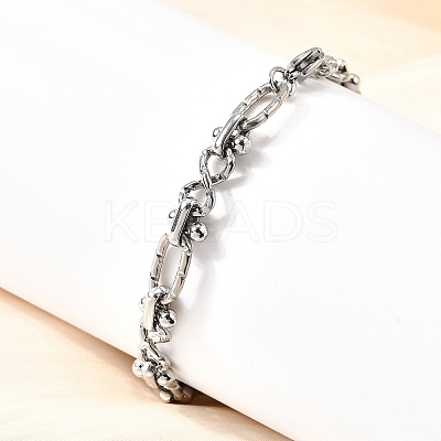 Non-Tarnish 304 Stainless Steel Oval & Infinity Link Chain Bracelets for Women BJEW-K226-14C-P-1