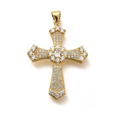 Rack Plating Brass Micro Pave Cubic Zirconia Pendants KK-L226-005G-10-1
