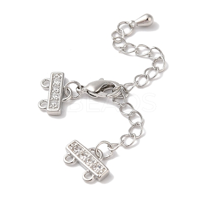 Brass Micro Pave Cubic Zirconia Chain Extender KK-L216-004C-P-1