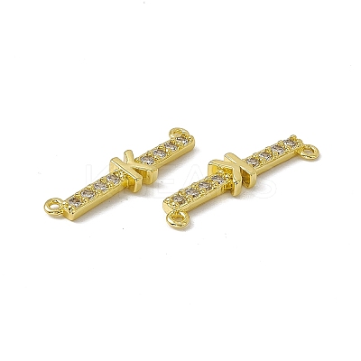 Rack Plating Brass Micro Pave Clear Cubic Zirconia Connector Charms KK-C007-37G-K-1