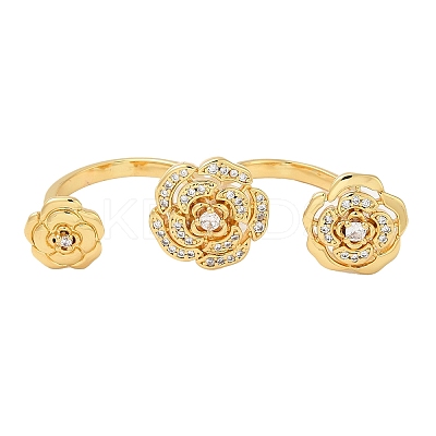 Brass Double Finger Rings RJEW-Q778-56G-1