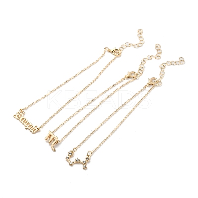 3Pcs Alloy Rhinestones Anklets AJEW-S083-01G-09-1