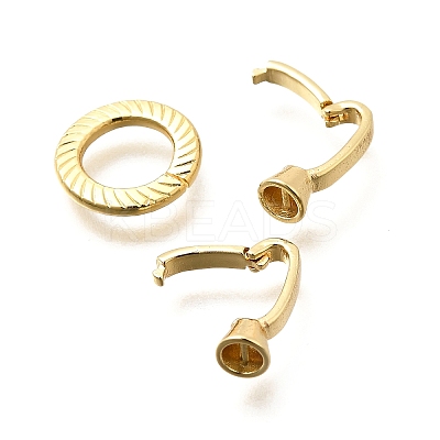 Flat Round Rack Plating Brass Fold Over Clasps KK-S508-11G-1