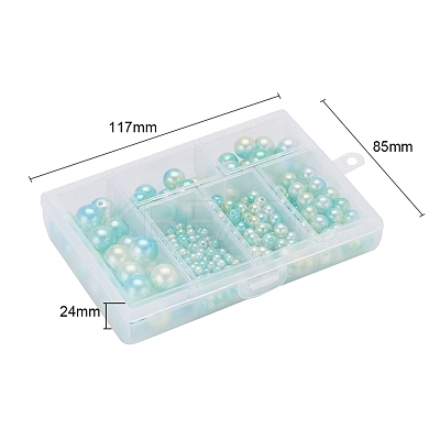497Pcs 5 Style Rainbow ABS Plastic Imitation Pearl Beads OACR-YW0001-07E-1