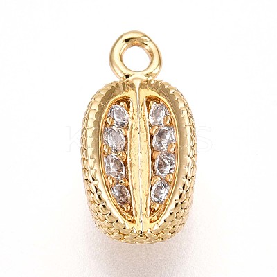 Brass Micro Pave Clear Cubic Zirconia Pendants KK-T075-44G-1