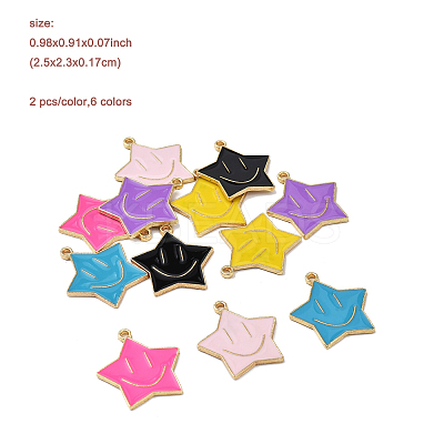 12Pcs 6 Colors Alloy Enamel Pendants ENAM-FP0001-75-1