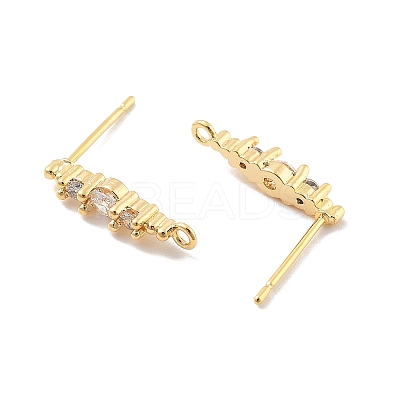 Brass Clear Cubic Zirconia Stud Earring Findings LS-KK-A238-02C-G-1
