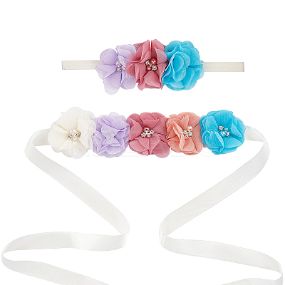 Polyester Waist Chain Belts and Headbands with Imitation Pearl DIY-WH0308-150C-1