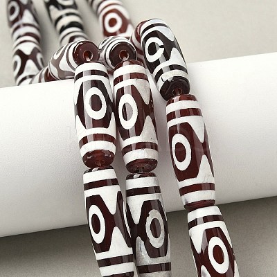 Rice Shape Tibetan Style dZi Beads Strands G-A269-A19-01-1