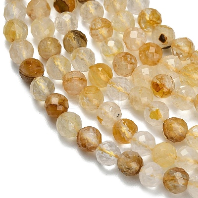 Grade A Natural Yellow Hematoid Quartz Beads Strands G-L642-F04-4mm-1
