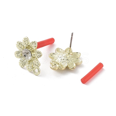 Rack Plating Golden Alloy with Rhinestone Stud Earring Findings EJEW-B036-02G-07-1