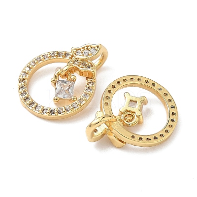 Brass Micro Pave Cubic Zirconia Pendants KK-Q068-28G-1