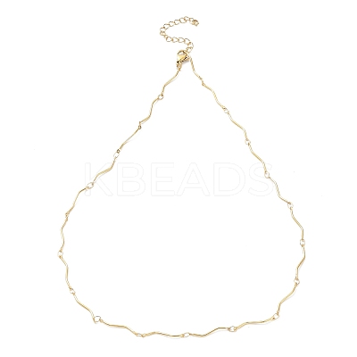 Ion Plating(IP) 304 Stainless Steel Twist Bar Link Chain Necklace NJEW-K249-11G-1