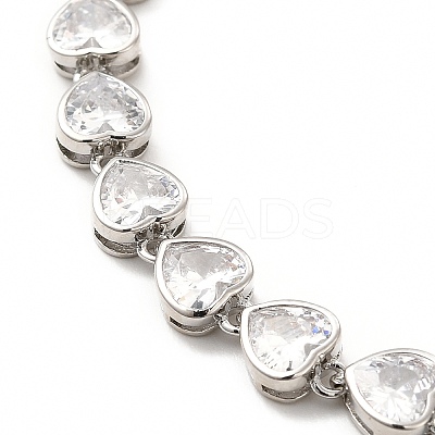 Clear Cubic Zirconia Heart Link Chain Necklace NJEW-E074-06P-1