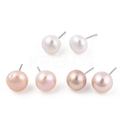 Natural Pearl Stud Earrings PEAR-N020-09C-1