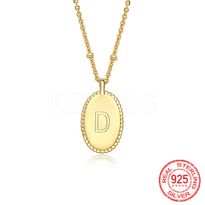 925 Sterling Silver Letter Initial Oval Pendant Necklaces for Women EL6437-4-1