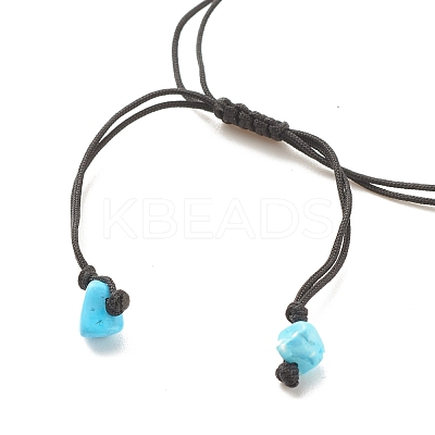 Synthetic Turquoise(Dyed) Chips Braided Bead Bracelet BJEW-JB08019-05-1