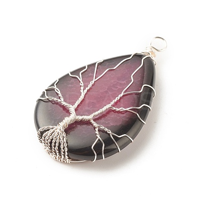 Natural Crackle Agate Pendants PALLOY-JF01526-02-1