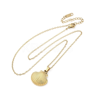 Shell Shape 304 Stainless Steel Pendant Necklaces NJEW-M096-20G-1