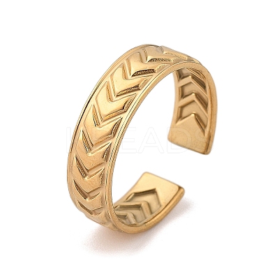 Arrow 304 Stainless Steel Open Cuff Ring for Women RJEW-M049-01G-06-1
