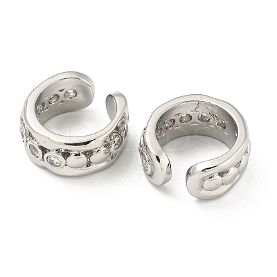 Brass Micro Pave Cubic Zirconia Cuff Earrings EJEW-E299-03P-1