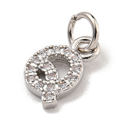 Initial Letter Brass with Cubic Zirconia Charms KK-Q814-26Q-P-1