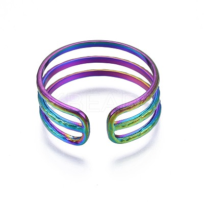 304 Stainless Steel Cuff Ring RJEW-N038-090-1