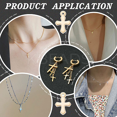 100Pcs 304 Stainless Steel Tiny Cross Charms FIND-UN0004-03-1