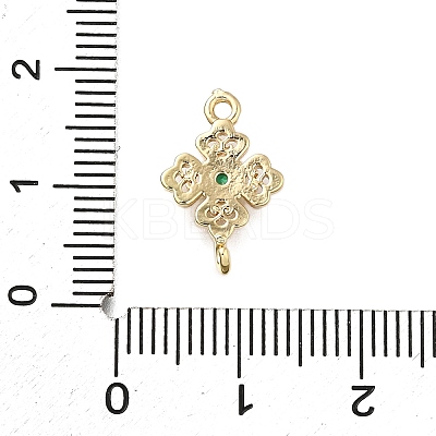 Brass Green Cubic Zirconia Clover Connector Charms LS-KK-Q048-12G-1
