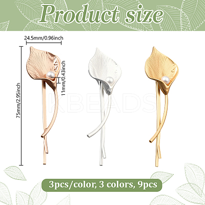 9Pcs 3 Colors Iron Hair Bobby Pins PHAR-HY0001-12-1