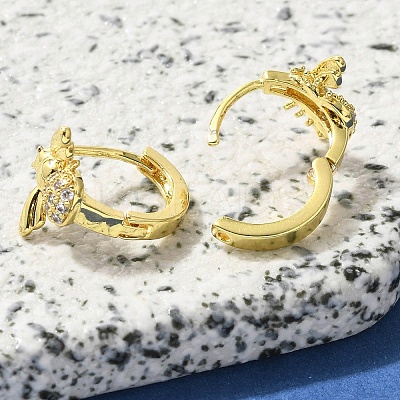 Brass Clear Cubic Zirconia Hoop Earrings EJEW-M047-05G-1