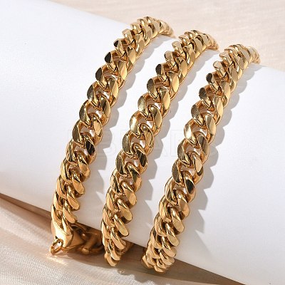 8MM 304 Stainless Steel Cuban Link Chain OT Necklaces for Men NJEW-G193-01G-1