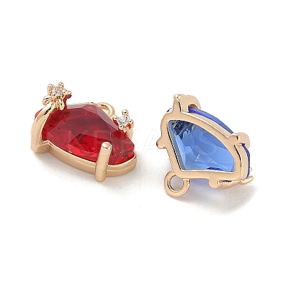 Brass Micro Pave Cubic Zirconia with Glass Charms KK-G517-08G-1
