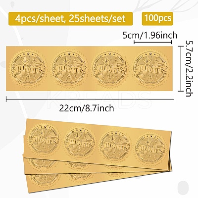 Plastic Self Adhesive Gold Foil Embossed Stickers DIY-WH0575-038-1