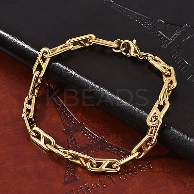 304 Stainless Steel Oval Link Chain Bracelets for Women Men BJEW-F488-49A-G-1
