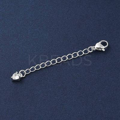 Brass Micro Pave Clear Cubic Zirconia Chain Extender KK-G491-52B-S-1