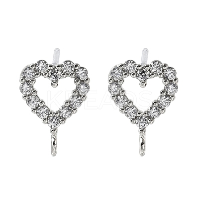 Brass Micro Cubic Zirconia Stud Earring Findings KK-S516-03P-1