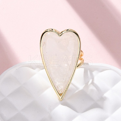 Heart Natural Gemstone Finger Rings RJEW-M076-03G-1