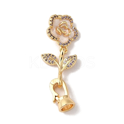 Brass Micro Pave Cubic Zirconia Fold Over Clasps KK-B098-05G-03-1