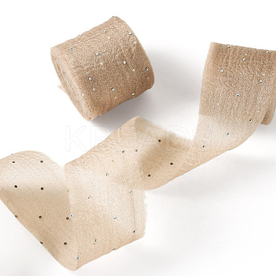 2Rolls Polyester Hot-fix Rhinestone Raw Edges Ribbon OCOR-TA0003-95G-1