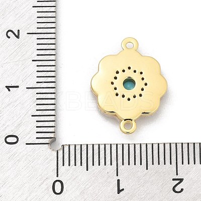 Brass Micro Pave Clear Cubic Zirconia & Shell Connector Charms KK-M303-03G-07-1